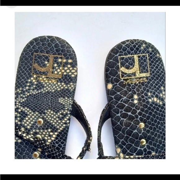 J Slides Women’s Thong Sandals 8 Snakeskin Black Gold Adjustable Summer Flipflop - Picture 3 of 4